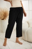 Black Solid Cotton Casual Vintage Plus Size Pants