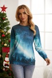 Women's Northern Lights Treetop Print Sweatshirt