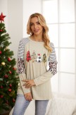 Christmas Trees Plaid Leopard Long Sleeves Sweatshirt