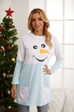 Cozy Christmas Snowman Face Long Sleeves Sweatshirt