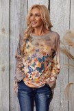 Casual Printed Round Neck Long Sleeve T-shirt