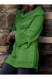 Button Down Slit Hem Sweaters Plus Size Pullovers Jumpers