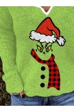 Vintage Grinchmas Christmas Hat Scarf Print Knit Tops