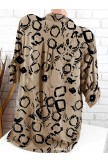 Vintage Printed Stand Collar Long Sleeve Blouse For Women