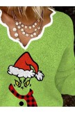 Vintage Grinchmas Christmas Hat Scarf Print Knit Tops