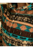 Vintage Ethnic Pattern Print Pocket Hooded Casual Coat