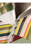 Geometric Print Long Sleeve Zipper Hooded Coat With Pocket