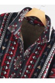 Ethnic Print Long Sleeve Thick Vintage Coat