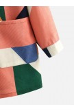 Corduroy Contrast Color Print Long Sleeve Jacket