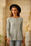 Casual Solid Long Sleeve V-Neck Buttoned Sweaters