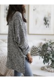 Gray Casual Plain Hoodie Sweater