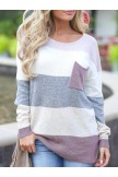 White Casual Knitted Striped Sweater
