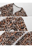 Leopard Buttoned Knitted Casual Quilted Cardigans