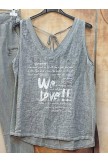 Gray Letter Sleeveless Spaghetti Casual Suits