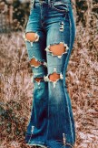 High Rise Distressed Flared Jeans