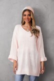 Pink Casual Basic Long Sleeve V-Neck Sweater