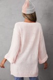 Pink Casual Basic Long Sleeve V-Neck Sweater