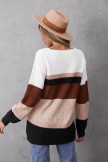 Women Casual Khaki V-Neck Casual Long Sleeve Sweater