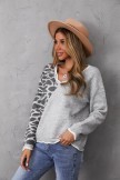 Grey Heartcollar Casual Knit Long Sleeve Sweater