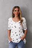 White O-Neck Short Sleeve Geometric Print Casual Tshirt