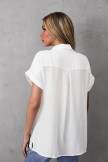 Casual White Fashion Buttons Short Sleeves Shirts & Tops