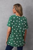 Green O-Neck Floral Print Casual Short Sleeves T-shirt