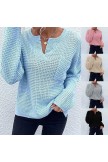 Women's Pullover Sweater Jumper Cable Knit Pocket Tunic V Neck Pure Color Lantern Sleeve