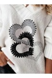 Women's Pullover Sweater Crochet Knit Oversized Braided Tunic V Neck Heart Daily Stylish Casual Drop Shoulder