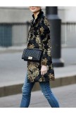 Women's Pea Coat Formal Print Stand Collar Regular Fit Streetwear Outerwear