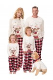 Christmas deer print top and plaid pants classic family set