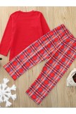 Christmas cute deer print top and plaid pants family set