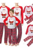 Christmas santa print top and plaid pants family set