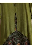 Green O-neck Floral Vintage Print Casual Vintage Long Sleeves Maxi Dress