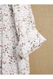 White V-neck Floral Print Casual Vintage Patchwork Long Sleeves Midi Dress