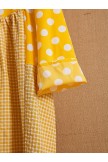 Yellow Casual Round Neck Polka Dot Print Patchwork Casual Holiday Long Sleeves Maxi DressYellow Casual Round Neck Polka Dot Print Patchwork Casual Holiday Long Sleeves Maxi Dress