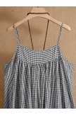 Black Round Neck Plaid Print Summer Casual Trendy Short Sleeves Maxi Two Piece Dress