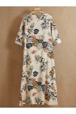 Yellow Women Round Neck Floral Print Casual Half Sleeves Maxi Dress