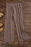  Khaki Vintage Solid with Pockets Casual Wide Leg Loose Pants