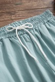 Blue Plain Sashes with Pockets Casual Holiday Plus Size Shorts 