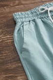 Blue Plain Sashes with Pockets Casual Holiday Plus Size Shorts 