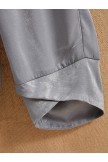 Grey Solid with Pockets Casual Elastic Waist Pants