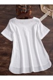 Plus Size Embroideried Short Sleeve Casual Blouse