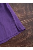 Purple Bohemian Print Button Crew Neck Short Sleeve Tops