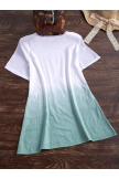 Gradient Short Sleeve Loose O-neck Casual T-shirt 