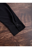 Black Sheer Neck Cotton Casual Shirts
