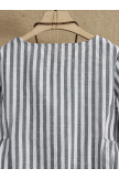 Gray Vertical Striped 3/4 Sleeve Crew Neck Shirt