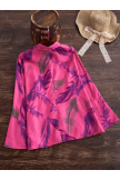 Loose Leaves Pink Collared Print Long Sleeve Casual Blouse