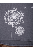 Grey Round Neck Floral Dandelion Casual Long-Sleeved Shirts & Tops