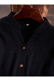 Plain Regular Black V-neck Pocket Standard Long Sleeve Shirt 