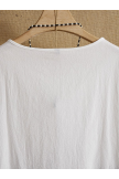 White Butterflies Print Button Short Sleeve Casual Tshirt For Women 